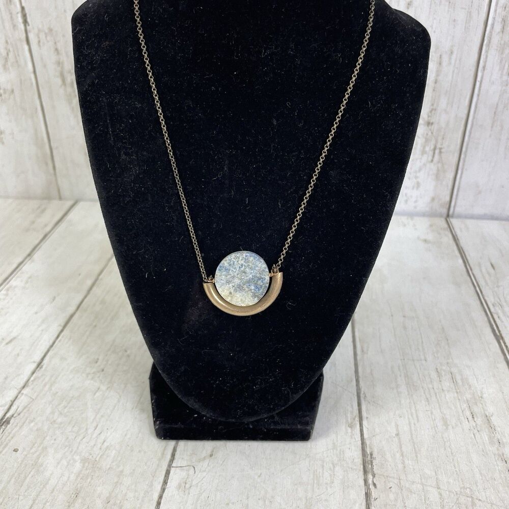 Larissa Loden Celestial Sun Moon Brass Lapis Stone Necklace Statement - Picture 3 of 8